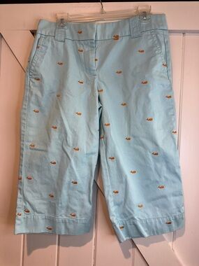 J. Crew Light Blue Embroidered Whale Bermuda Shorts